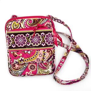 Vera Bradley Crossbody Bag Pink Quilted Paisley Floral Y2K Boho